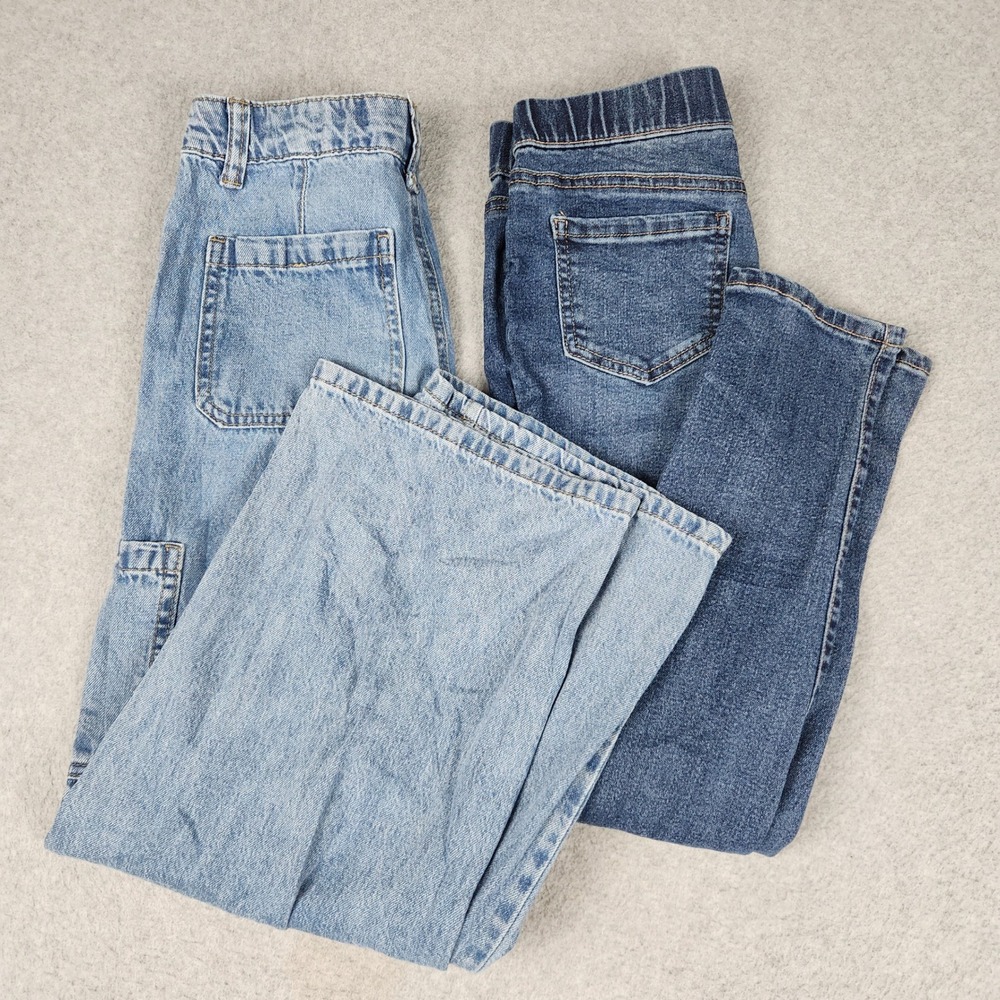 Vanilla Star Jeans Girls 8 Blue Denim Cotton Stretch Ripped Skinny Lot of 2